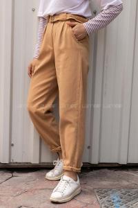 Modalamelif Duble Paça Beli Kemer Detaylı Pantolon Camel