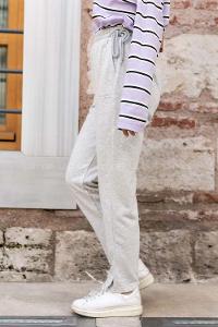 Modalamelif İki Yan Bağcık Detaylı Eşofman Gri