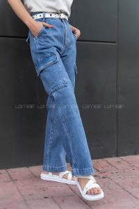 Modalamelif Kargo Cepli Bol Paça Jean Mavi