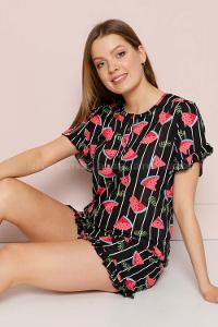 Modalamelif Karpuz Desenli Şortlu Takım Siyah