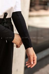 Black Normal Neck Long Arm Combed Fabric Collar