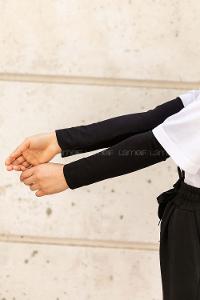 Black Normal Neck Long Arm Combed Fabric Collar