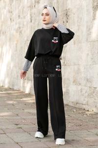 Modalamelif Mıckey Mouse Baskılı  İkili Takım Siyah