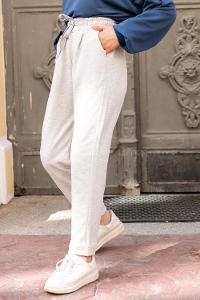 Modalamelif Paçası Pis Dikiş Detaylı Yan Cepli Eşofman Gri