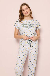 Modalamelif Papatya Desenli Şhort Pijama Takımı Gri