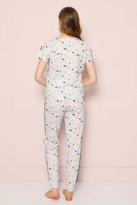Modalamelif Papatya Desenli Şhort Pijama Takımı Gri