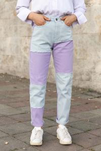 Modalamelif Parça Contrast Mom Jean Lila Pantolon