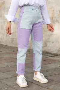 Modalamelif Parça Contrast Mom Jean Lila Pantolon