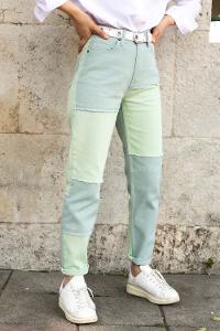 Modalamelif Parça Contrast Mom Jean Mint Pantolon