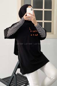 Modalamelif Ravi Baskılı Oversize T-Shirt  Siyah