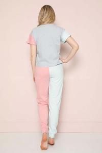 Modalamelif The Good Yazılı Garnili Şhort Pijama Takımı Turkuaz-Pudra