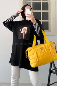 Modalamelif Uzaylı Kız Oversize T-Shirt Siyah