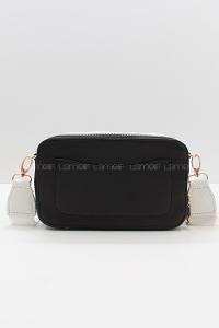 Modalamelif Püskürtme Boyalı Metal Detay Çanta Siyah-Beyaz