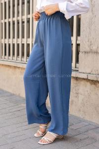 Modalamelif Geniş Kemerli Ayrobin Bol Paça Eşofman İndigo