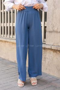 Modalamelif Geniş Kemerli Ayrobin Bol Paça Eşofman İndigo