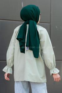 Modalamelif Kol Lastikli Hakim Yaka Bluz Çağla Yeşili