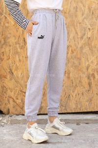 Modalamelif Nakış Detaylı Lastik Paçalı Eşofman Gri