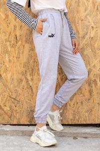 Modalamelif Nakış Detaylı Lastik Paçalı Eşofman Gri