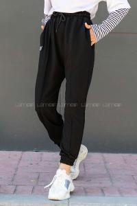 Modalamelif Nakış Detaylı Lastik Paçalı Eşofman Siyah