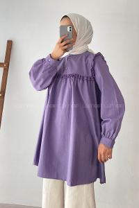 Modalamelif Önü Fırfırlı Gömlek Lila
