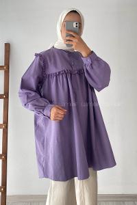 Modalamelif Önü Fırfırlı Gömlek Lila