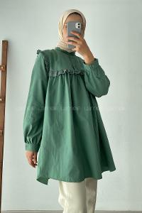 Modalamelif Önü Fırfırlı Gömlek Pastel Yeşili