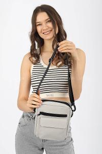 Modalamelif Saten Kumaş Askılı Çapraz Çanta Gri