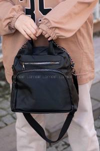 Modalamelif Zincir Aksesuarlı Saten  Çanta Siyah