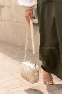 Cream Buckle Skin Hand Bag Bag
