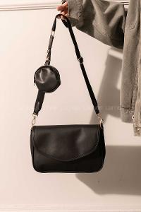 Modalamelif Hasır Askılı Cüzdan Aksesurlı Çanta Siyah