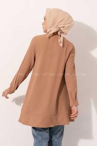 Modalamelif Önü Düğmeli Oversize Tunik Camel