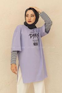 Modalamelif Dark Baskılı T-Shirt Lila