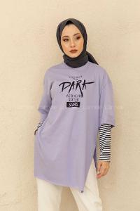 Modalamelif Dark Baskılı T-Shirt Lila