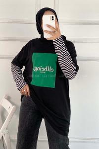 Modalamelif Ellbeing Yazı Baskılı Oversize T-Shirt Siyah