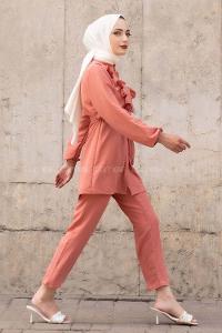 Modalamelif  Önü Fırfırlı İkili Takım Gül Kurusu