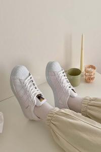 Modalamelif  Şerit Model Yüksek Taban Spor Ayakkabı Beyaz