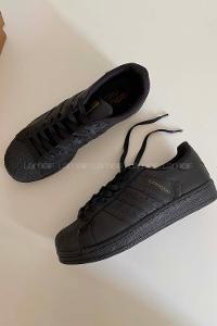 Modalamelif  Şerit Model Yüksek Taban Spor Ayakkabı Siyah