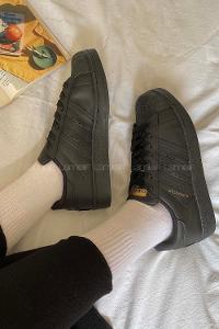 Modalamelif  Şerit Model Yüksek Taban Spor Ayakkabı Siyah