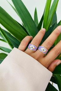 Modalamelif Gold Lila Mineli Göz Yüzük