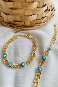 Modalamelif Gold Nazar Boncuk Zincir Bileklik