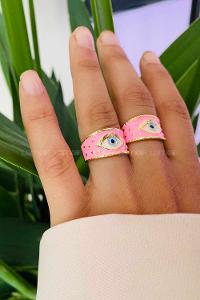 Modalamelif Gold Pembe Mineli Göz Yüzük