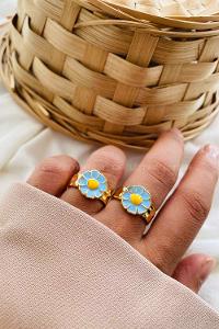 Modalamelif Mavi Çicek Mineli Yüzük