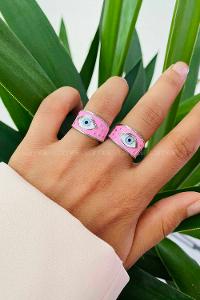 Modalamelif Pembe Mineli Göz Yüzük