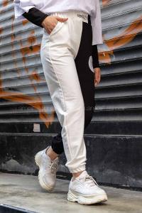 Modalamelif Berkeley Paça Lastikli Çift Renk Eşofman Beyaz-Siyah