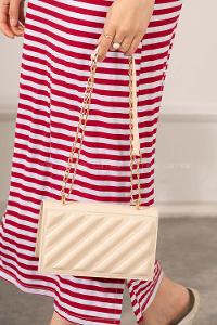 Modalamelif Kabartma Kapak Kilitli Çanta Krem