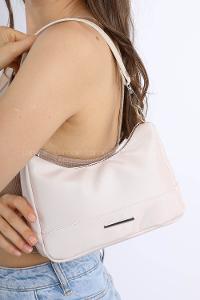 Modalamelif Kadın Saten Metal Detaylı Çanta Krem