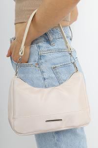 Modalamelif Kadın Saten Metal Detaylı Çanta Krem