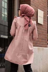 Modalamelif Hakim Yaka Fırfırlı Tunik Pudra