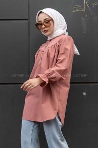 Modalamelif Hakim Yaka Kol Lastikli Tunik Gül Rengi