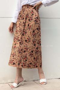 Modalamelif Çiçek Desenli Mira Etek Sütlü Kahve